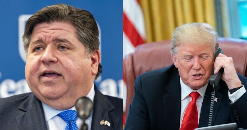 Trump mocks J.B. Pritzker about his weight during the official turkey pardon ceremony amidst political differences. (left- @GodlyNations|X.com) and (right- via Rawpixels).