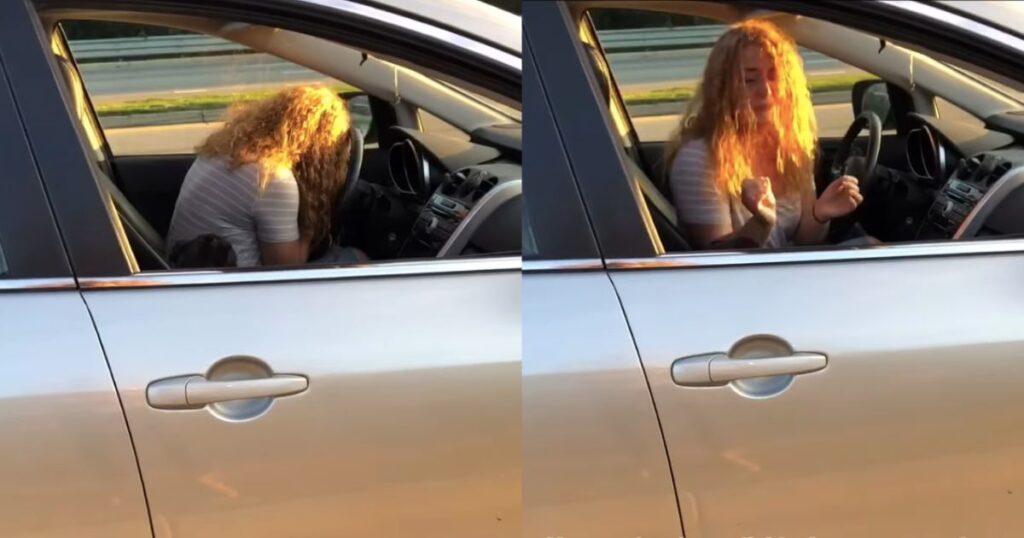 White woman throws a fit after crashing into black man's car