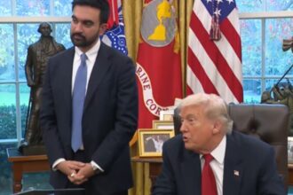 Zohran Mamdani pictured with Donald Trump at the Oval Office