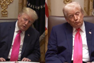 A full circle moment Donald Trump’s sleep jibe at Biden backfires amid awkward cabinet meeting snooze. (left- @ronnmail- via X.com) and ( right- @RonFilipkowski- via X.com).
