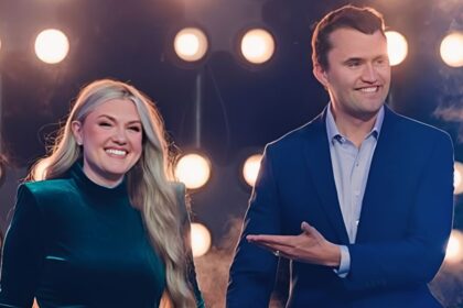 Charlie Kirk and Erika Kirk on stage together, months before his assassination