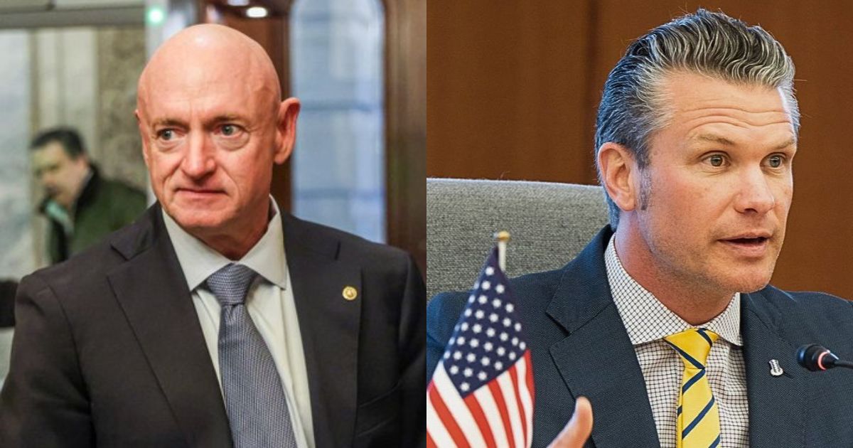 Defense Secretary Pete Hegseth’s one-word answers to Sen. Mark Kelly go viral. (left-@ML3democrats|X.com)and (right- @dieworkwear|X.com).