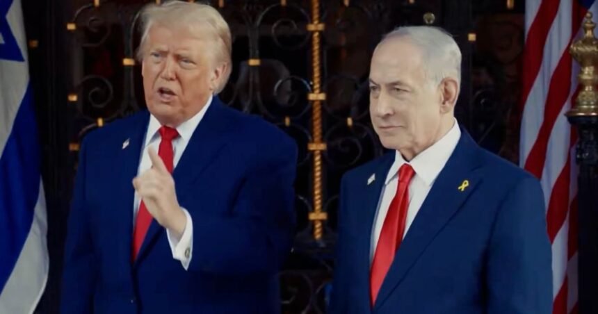 Donald Trump and Benjamin Netanyahu twinned at a recent meeting