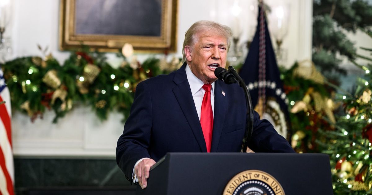 Donald Trump giving a speech for the holidays