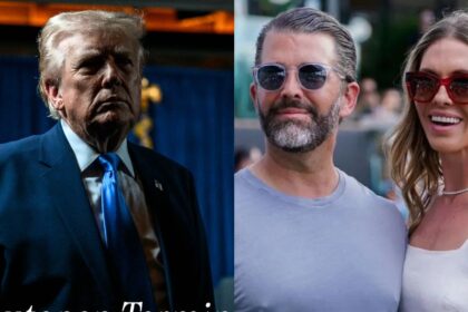 Donald Trump (L), Don Jr. With Bettina Anderson (R)