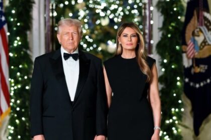 Donald and Melania Trump's All-Black Christmas portrait brutally mocked after release. (@whitehouse|Instagram).