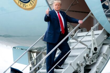 Donald Trump onboard Air Force One.