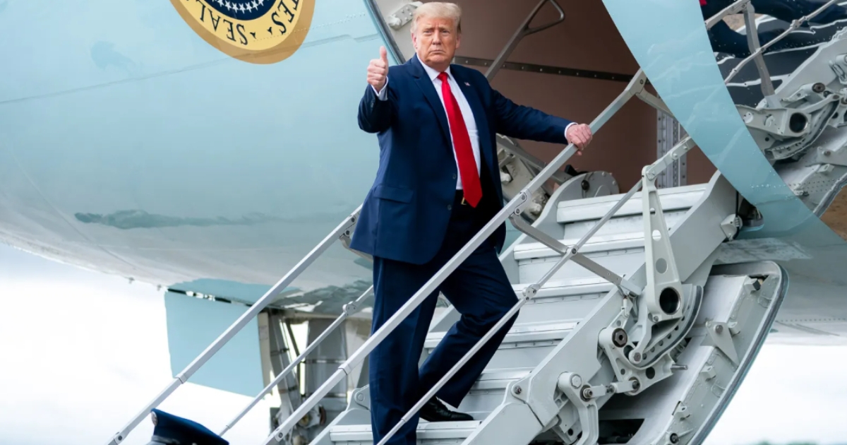 Donald Trump onboard Air Force One.