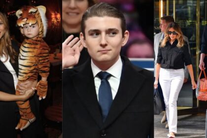 First Lady Melania Trump with her son Barron Trump through the years. (left and middle picture - @barrotrump?barrotrump/instagram) and (right- @Bevroley|X.com).