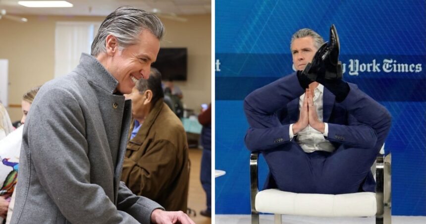 Gavin Newsom reacted online after his sitting pose sparked a storm of memes