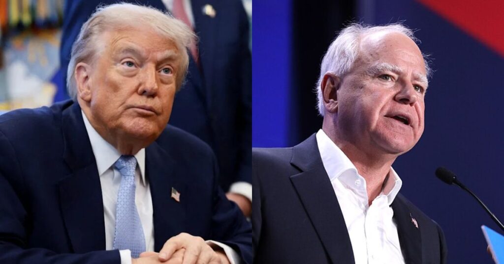 Governor Tim Walz has a stark response to Trump's casual slur against him in his Thanksgiving Truth Social post (left- @pr0ud_americans|X.com) and ( right- by Gage Skidmore, Flickr).