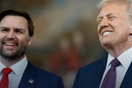 JD Vance pictured with Donald Trump.