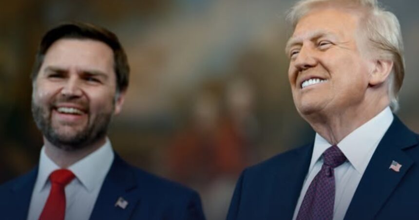 JD Vance pictured with Donald Trump.