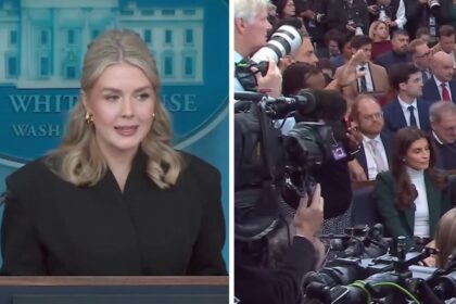 Karoline Leavitt reacted during a heated press exchange with a CNN reporter at the White House