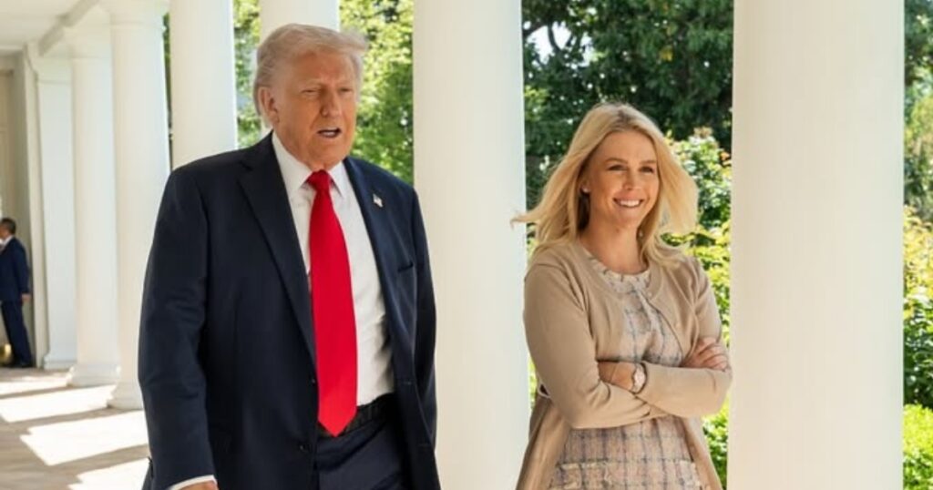 Donald Trump pictured with Karoline Leavitt.