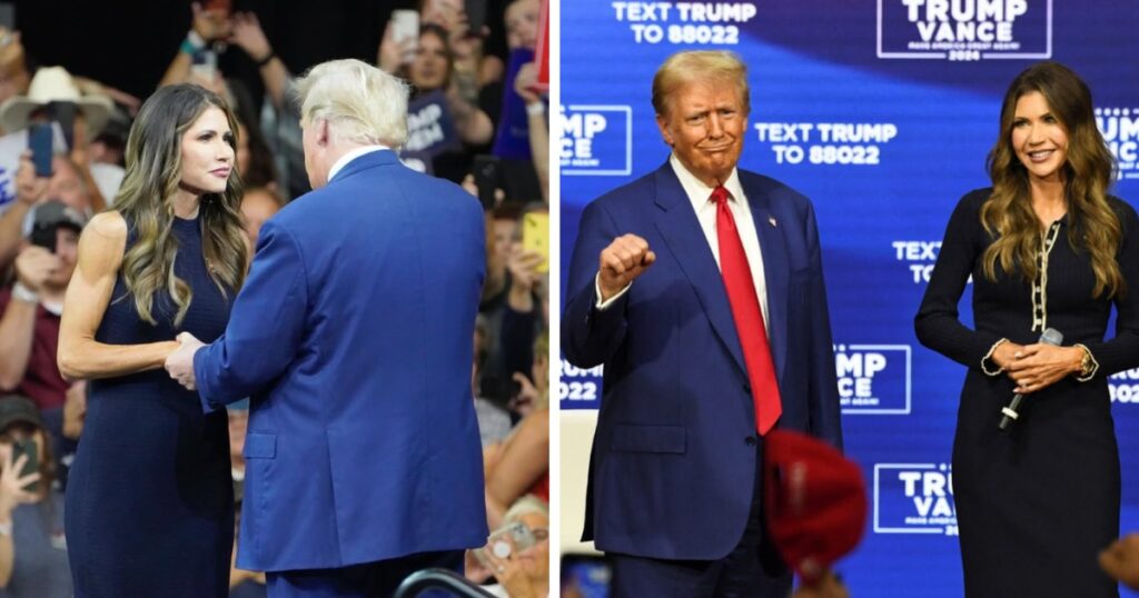 Kristi Noem pictured with Donald Trump
