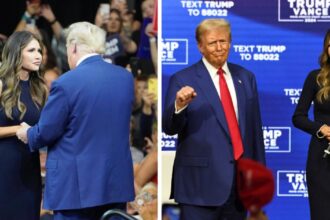 Kristi Noem pictured with Donald Trump