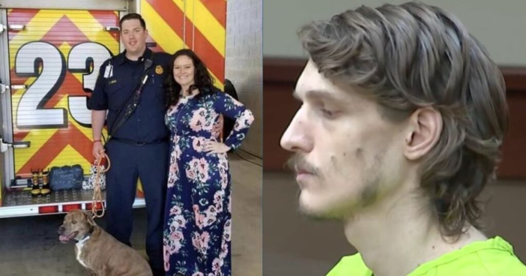 Matthew Scott Lanz has been found guilty of murdering a Georgia firefighter and his wife, leaving behind their young son. (Left: @BillyGoldfeder | X.com, Right: @LawCrimeNetwork | X.com).
