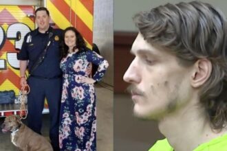 Matthew Scott Lanz has been found guilty of murdering a Georgia firefighter and his wife, leaving behind their young son. (Left: @BillyGoldfeder | X.com, Right: @LawCrimeNetwork | X.com).