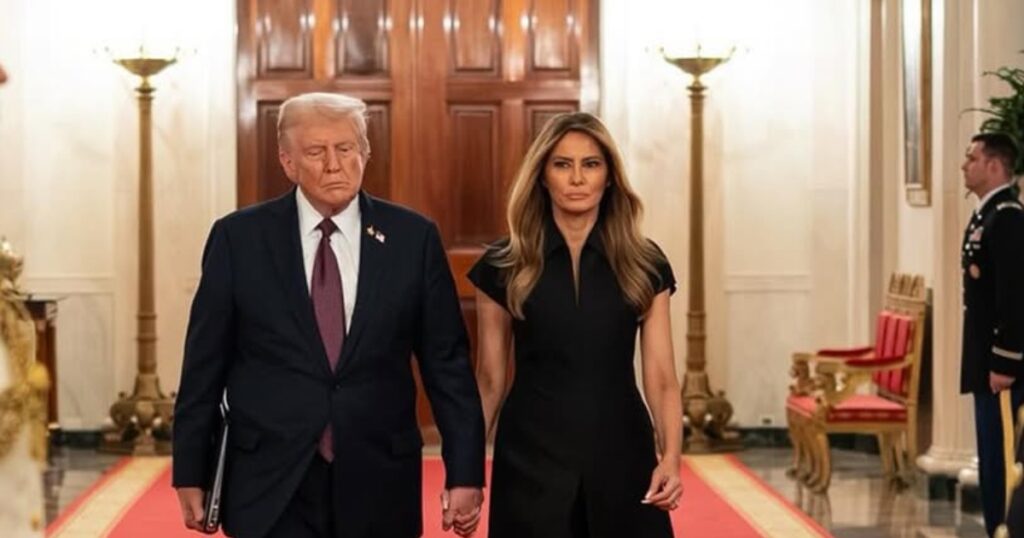 Donald and Melania Trump at The White House.