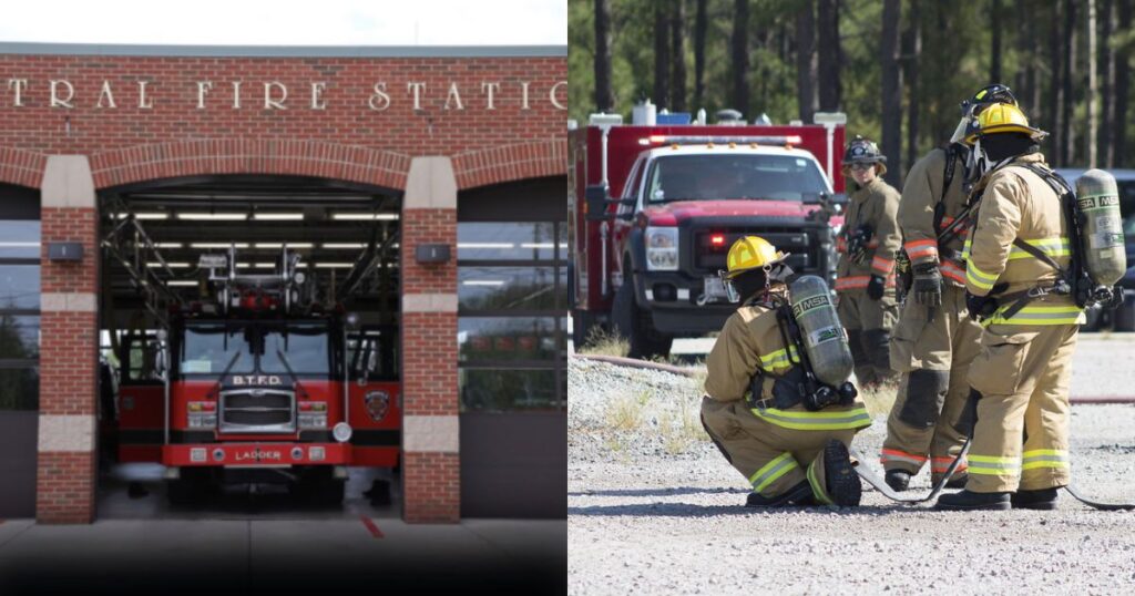 New Jersey firefighter fired following racist incident captured on surveillance video. (left- @ unitedblackagenda- via Instagram) and( right- photo by S.C. Air National Guard- via Flickr).