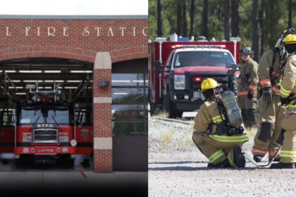 New Jersey firefighter fired following racist incident captured on surveillance video. (left- @ unitedblackagenda- via Instagram) and( right- photo by S.C. Air National Guard- via Flickr).