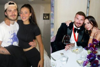 Nicola Peltz-Beckham with Brooklyn Beckham (L) David with Victoria Beckham (R) Image Credits- @KaiseratCB-X.com