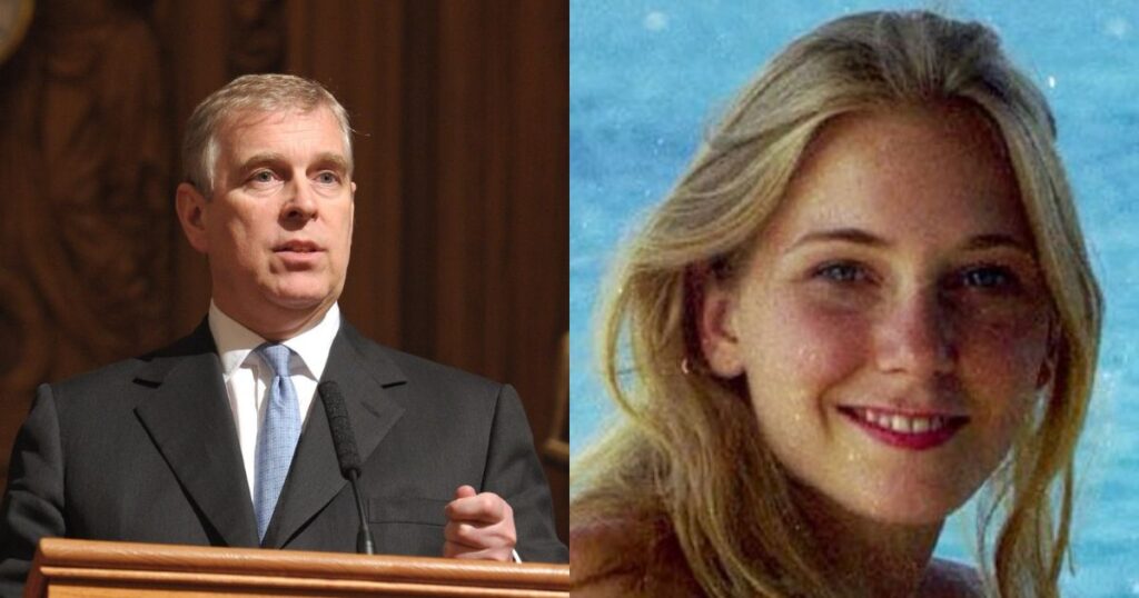 No further police action for former Prince Andrew after review of claims involving late Virginia Giuffre. (left- by Titanic Belfast- via Flickr) and ( right- @AmberWoods100|X.com).