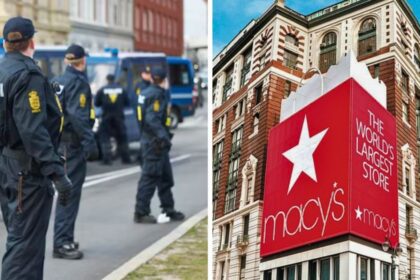 Police have secured the scene after an unprovoked stabbing inside Macy’s Herald Square during peak holiday crowds