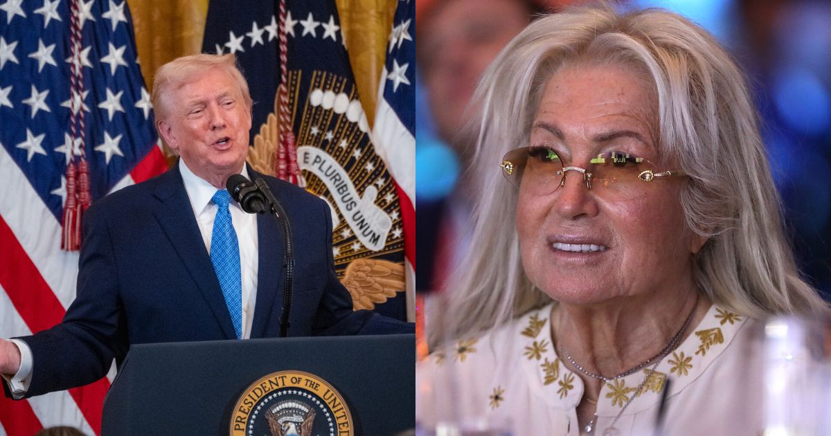 President Donald Trump praises Republican megadonor Miriam Adelson at Hanukkah event for her support. (left- @PenguinSix|via X.com) and ( right- by Gage Skidmore- via Flickr).