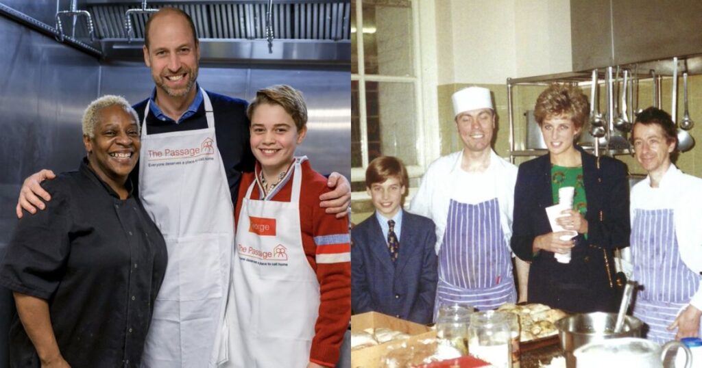 Prince George With Prince William and Prince William With His Mother Princess Diana