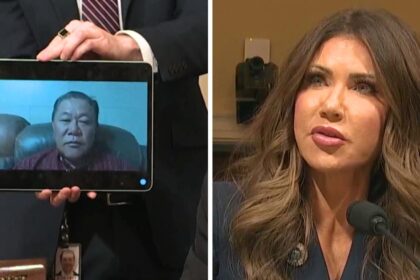 Sae Joon Park appears via live video during a congressional confrontation with Kristi Noem