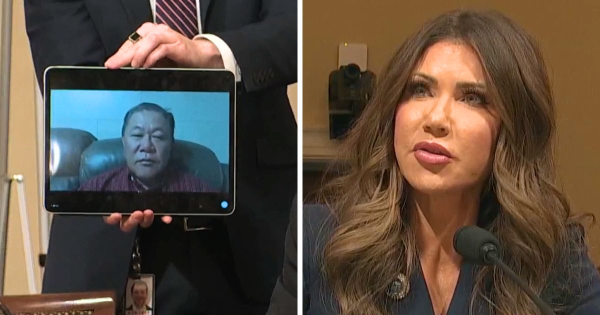 Sae Joon Park appears via live video during a congressional confrontation with Kristi Noem