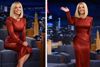 Syndey Sweeney on the sets of The Tonight Show.