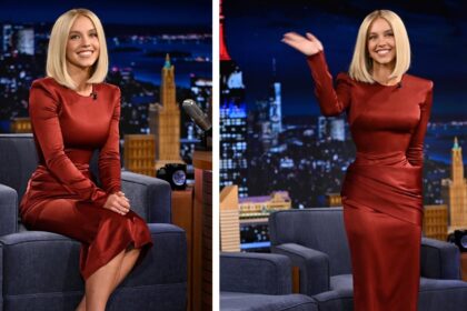 Syndey Sweeney on the sets of The Tonight Show.