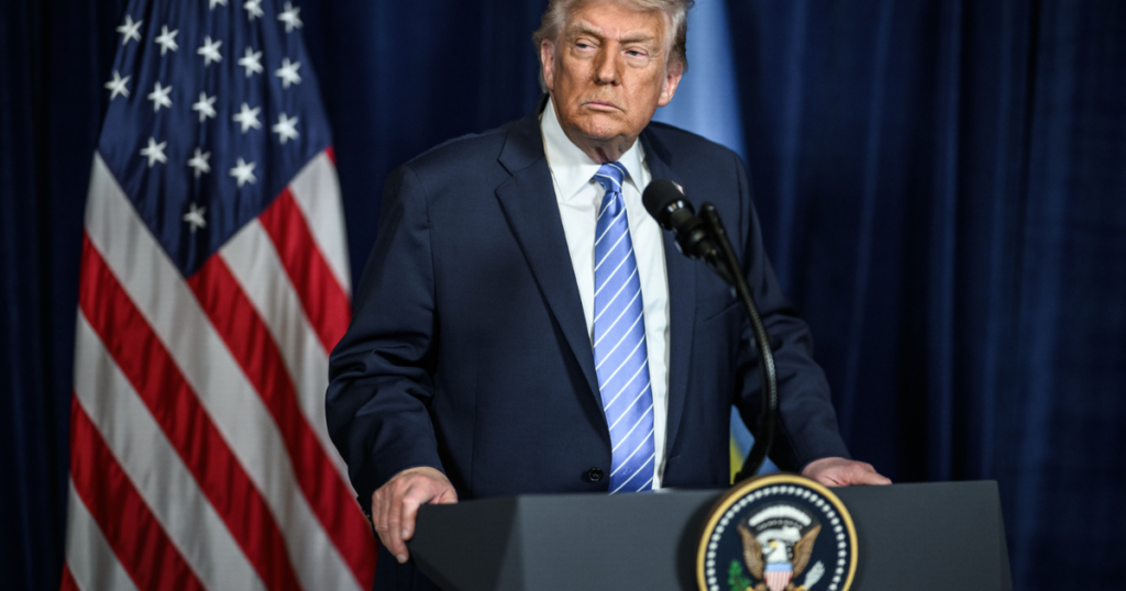 Donald Trump pictured during meeting at the White House.