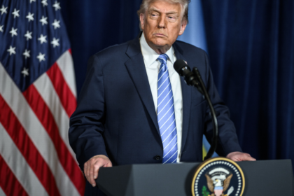 Donald Trump pictured during meeting at the White House.