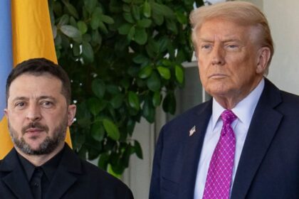 Zelensky caught holding Donald Trump upright during a handshake