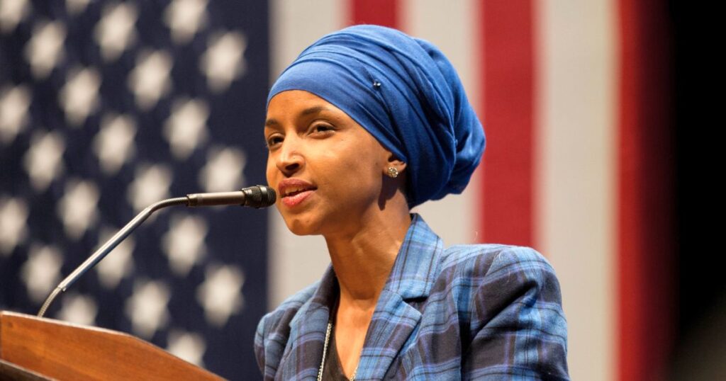 A man got tackled by security after spraying liquid at Rep. Ilhan Omar at Minneapolis event