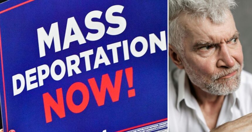 Anti-immigration protest sign linked to Great Replacement conspiracy theory