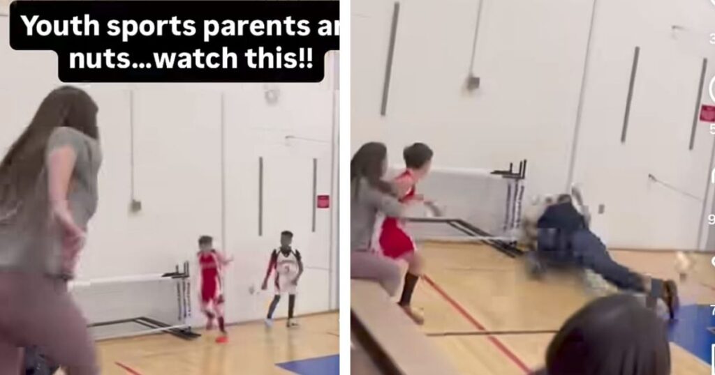 Black father flies through and tackles white man who laid a hand on his son