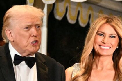 Donald Trump and Melania Trump arriving together at a New Year’s Eve event at Mar-a-Lago