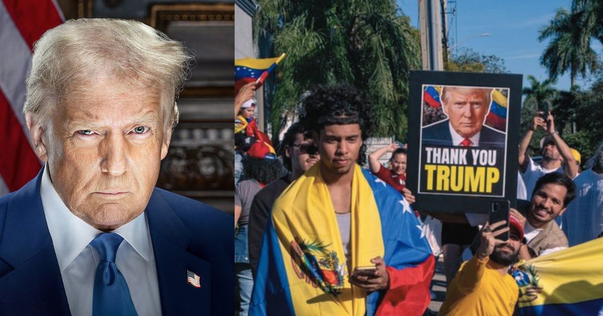 Donald Trump celebrates Venezuela strike, while supporters have mixed reactions. left- @PopBase|X.com) and( right- @conens46|X.com).
