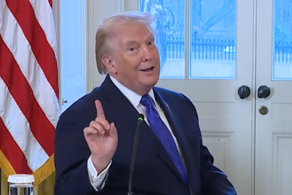 Donald Trump pictured during a meeting at The White House.