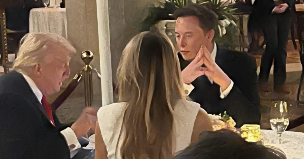 Elon Musk dines with President Donald Trump and First Lady Melania Trump at Mar-a-Lago in January 2026