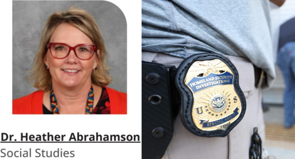 Heather Abrahamson and a Department of Homeland Security badge