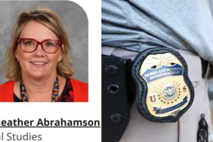 Heather Abrahamson and a Department of Homeland Security badge