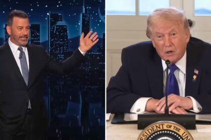 Jimmy Kimmel speaking on his late-night show while discussing Donald Trump and political hypocrisy