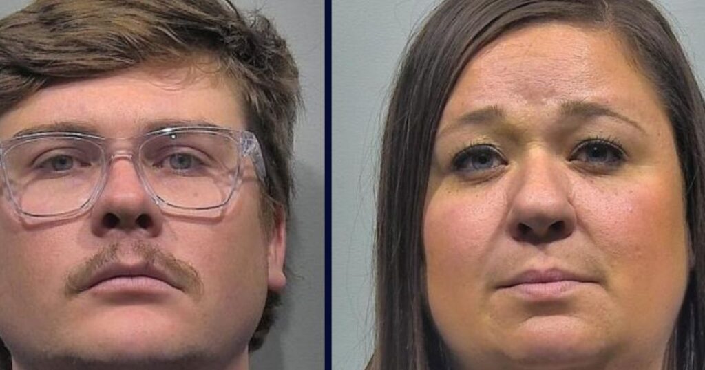Kansas couple Brady Burr and Abby Bradstreet were arrested for harrassing girl child (@lawcrimenews|X.com).
