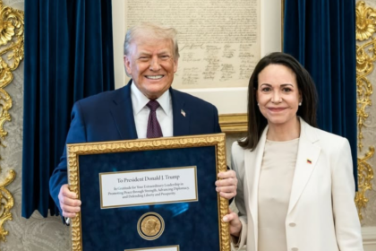 Donald Trump pictured with Maria Corina Machado.